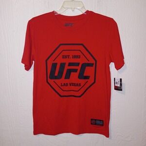UFC T-Shirt Mens Small Red Graphic Octagon Las Vegas Short Sleeve NWT